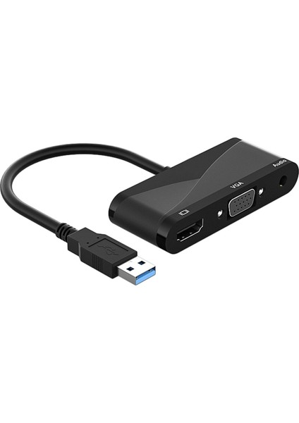 USB 3.0 HDMI VGA Adaptörü Çoklu Ekran Desteği Windows 10 8 7 Için Masaüstü Siyah (Yurt Dışından)