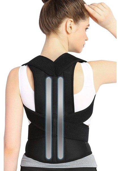 Ankaflex Dik Durus Korsesi Unisex Kadın Erkek Siyah Bel Durmak Için Kambürluk Önleyıci Medikal Ortopedik Sırt Korse