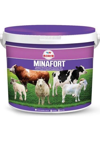 Zem Minafort-B Çiftlik Hayvanları Mineral Dengeleyici Yem Katkısı 20 kg