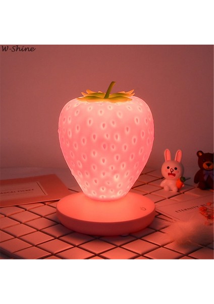 Dokunmatik Dim Led Gece Işık Silikon Çilek Nightlight Bebek Çocuk Çocuklar Için Usb Başucu Lambası Hediye Yatak Odası Dekorasyon | Led Gece Işıkları (Pembe) (Yurt Dışından) fiyatları