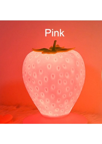Dokunmatik Dim Led Gece Işık Silikon Çilek Nightlight Bebek Çocuk Çocuklar Için Usb Başucu Lambası Hediye Yatak Odası Dekorasyon | Led Gece Işıkları (Pembe) (Yurt Dışından) fırsatları