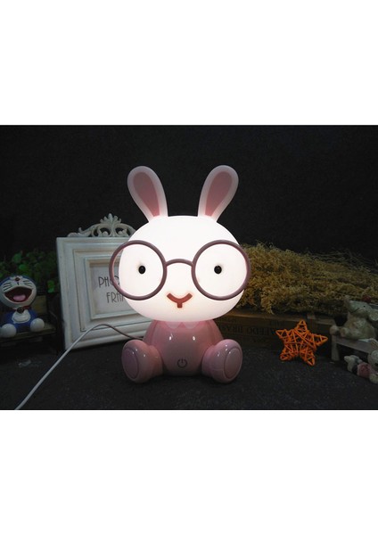 Gözlük Tavşan Gece Lambası Bebek Çocuk Odası Karikatür Led Usb Gece Lambası Noel Hediyesi Çocuk Başucu Ev Dekor Tatil Aydınlatma | Led Gece Işıkları (Pembe) (Yurt Dışından) modelleri