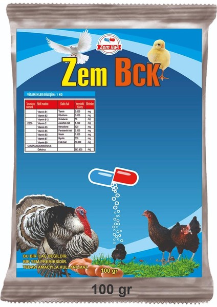 Zem Bck Vitamin ve Mineral Besin Maddeleri Karışımı 100 gr