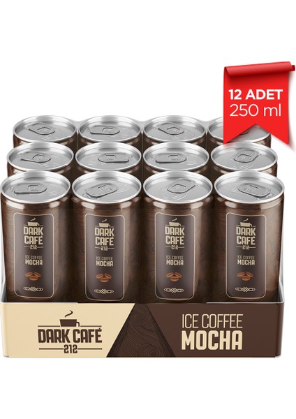 Dark Café 212, Soğuk Kahve, Mocha, 250 ml (12'li Paket, 12 adet x 250 ml)