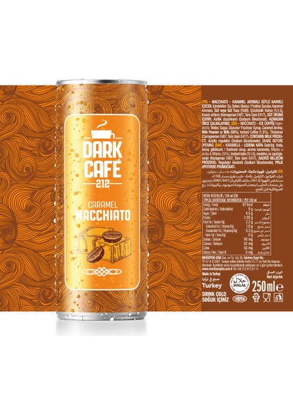 Dark Café 212, Soğuk Kahve, Caramel Macchiato, 250 ml (12'li Paket, 12 adet x 250 ml)