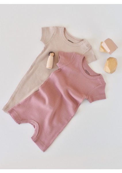 Babycosy Modal 2 Li Kısa Tulum Rose-Açık Pembe-6-9 Ay