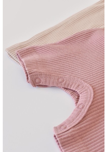 Babycosy Modal 2 Li Kısa Tulum Rose-Açık Pembe-12-18 Ay