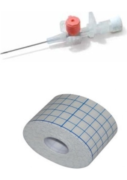 I.V Kanül (Branül) Steril 100 Adet 20 G 32mm + Esnek Tıbbi Flaster 5x5 Set