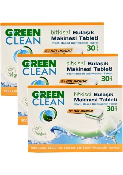 Bitkisel Bulaşık Makinesi Tableti 30'lu x 3 Adet
