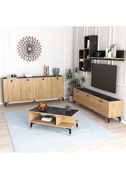 Mtsk2 Mira Tv Ünitesi Raflı Dolaplı Orta Sehpası ve Konsol Takımı /yemek Odası Sepet-Bendir fiyatları