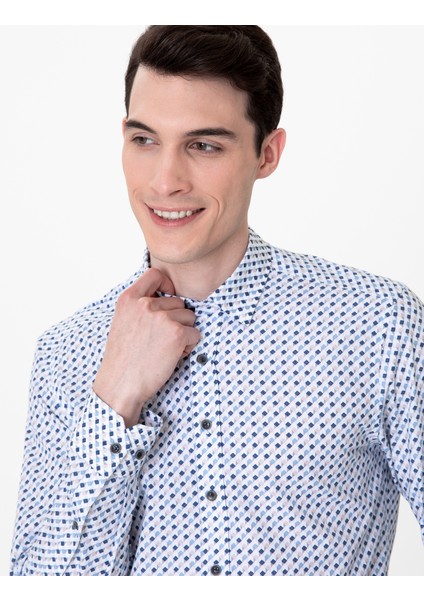 Erkek Mavi Slim Fit Uzun Kollu Gömlek 50249768-VR036 fiyatları