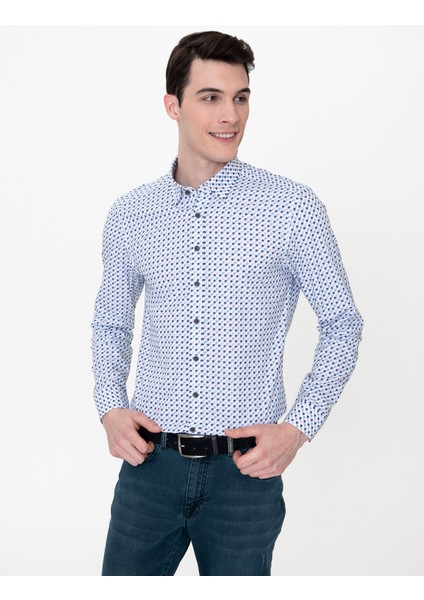 Erkek Mavi Slim Fit Uzun Kollu Gömlek 50249768-VR036 modelleri
