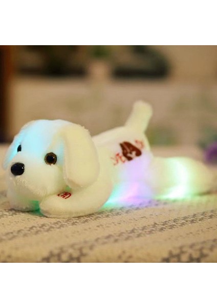 32 Cm Parlayan Köpek Peluş Oyuncak - Beyaz (Yurt Dışından)