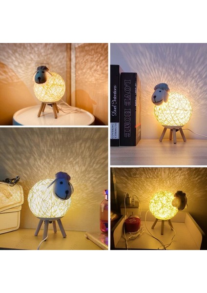 Sevimli Kuzu Lambası Usb Led Gece Işıkları Küçük Koyun Masa Dekoru Çocuk Yatak Odası Masası Işık Için Işık Projektör Armatürleri Bebek Çocuk Hediyeler | Led Gece Işıkları (Düğme Anahtarı)