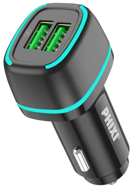 Force QCC571B Siyah Çift Çıkışlı Fast 30W Araç Şarj Başlığı