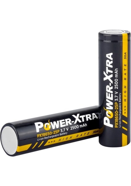 PX18650-25P - 3.7V 2500 Mah Li-Ion Şarjlı Pil - 12C - 30A