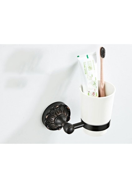 Siyah Banyo Donanım Seti Antik Pirinç Fırça Tuvalet Kağıdı Tutucu Robe Havlu Yüzük Banyo Kapmak Bar Seramik Sabunluk Yemek Retro | Banyo Donanım Setleri(Yurt Dışından)