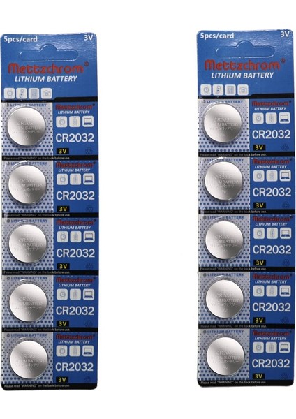 10 Adet 3 Volt CR2032 Lityum Düğme Para Pil