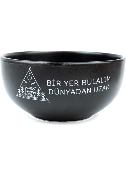 Bir Yer Bulalım Dünyadan Uzak Siyah Seramik Kase