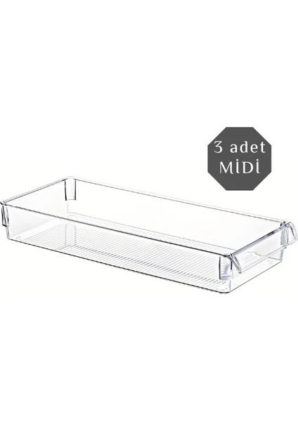 Nandy Home Midi New Clear Buzdolabı & Dolap İçi Düzenleyici Organizer 3 Adet