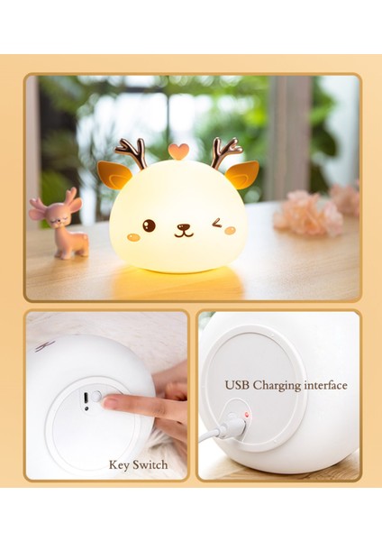 16 Renk Geyik Gece Işık Silikon Uzaktan Kumanda Sevimli Hayvan Yumuşak Çocuk Yatak Odası Bebek Noel Hediyesi Için Usb Şarj Edilebilir Lambalar | Led Gece Işıkları modelleri