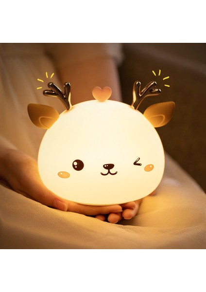 16 Renk Geyik Gece Işık Silikon Uzaktan Kumanda Sevimli Hayvan Yumuşak Çocuk Yatak Odası Bebek Noel Hediyesi Için Usb Şarj Edilebilir Lambalar | Led Gece Işıkları fırsatları