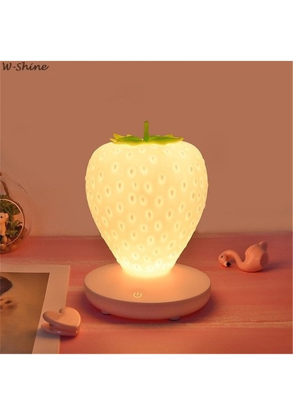 Dokunmatik Dim Led Gece Işık Silikon Çilek Nightlight Bebek Çocuk Çocuklar Için Usb Başucu Lambası Hediye Yatak Odası Dekorasyon | Led Gece Işıkları (Beyaz) modelleri