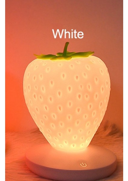 Dokunmatik Dim Led Gece Işık Silikon Çilek Nightlight Bebek Çocuk Çocuklar Için Usb Başucu Lambası Hediye Yatak Odası Dekorasyon | Led Gece Işıkları (Beyaz) fırsatları