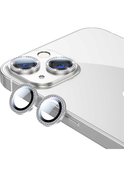 Apple iPhone 13/13 Mini Taşlı Kamera Lens Koruyucu Çerçeveli Koruyucu