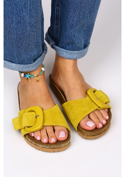 Alandra Kadın Deri Sarı Terlik modelleri