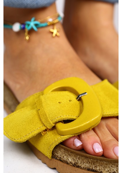 Alandra Kadın Deri Sarı Terlik fırsatları