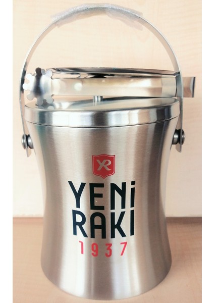 Sanat Taciri 1937 Yeni Rakı Buz Kovası Metal Buz Kovası Kapaklı ve Maşa Hediyeli