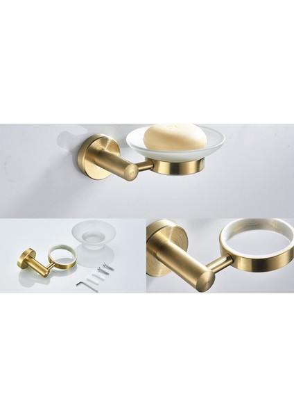 Falangshi Banyo Aksesuarları Robe Hooks Havlu Yüzük Tuvalet Fırçası Tutucu Sabunluk Banyo Donanım Seti Altın Fırçalanmış Wb8834 | Banyo Donanım Setleri (Yurt Dışından)