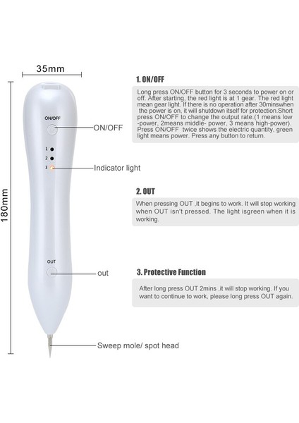 Güzellik Yıldızı Lazer Çilek Mole Sökücü Dövme Dark Spot Wart Tag Çil Yüze Sırcı Kaldırma Kalem Yüz Cilt Bakımı Güzellik Makinesi Beyaz (Yurt Dışından) modelleri