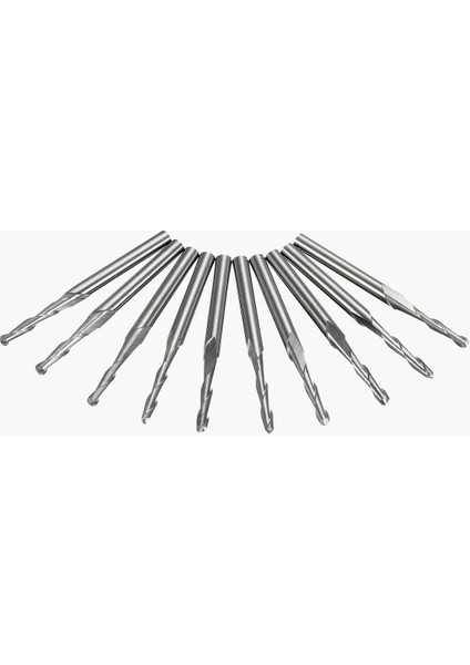 Aracı 10 Adet Flüt Karbür Bilyalı Burun Uçlu Freze Frezeleri Freze Uçları 3.175 x 2mm