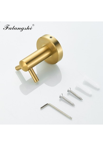 Falangshi Banyo Aksesuarları Robe Hooks Havlu Yüzük Tuvalet Fırçası Tutucu Sabunluk Banyo Donanım Seti Altın Fırçalanmış Wb8834 | Banyo Donanım Setleri (Yurt Dışından)