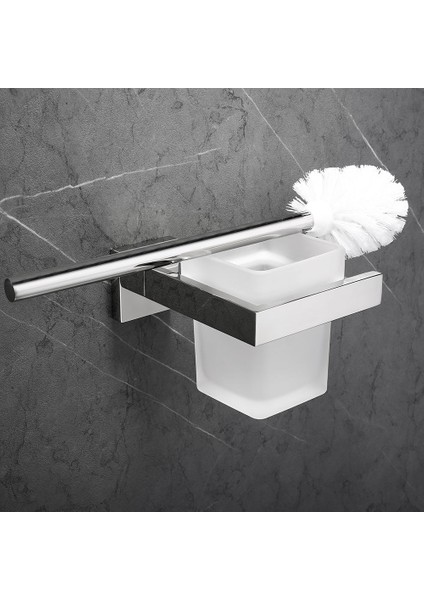 Paslanmaz Çelik Banyo Donanım Seti Krom Cilalı Diş Fırçası Tutucu Kağıt Tutucu Havlu Bar Kanca Banyo Aksesuarları | Kağıt Tutucu | Banyo Aksesuarları Tesisci Kağıdı (Yurt Dışından)
