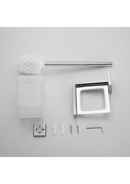 Paslanmaz Çelik Banyo Donanım Seti Krom Cilalı Diş Fırçası Tutucu Kağıt Tutucu Havlu Bar Kanca Banyo Aksesuarları | Kağıt Tutucu | Banyo Aksesuarları Tesisci Kağıdı (Yurt Dışından)