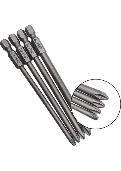 16 Adet Uzun Manyetik Tornavida Uçları Seti Oluklu + Çapraz + Altıgen + Torx Matkap Ucu Seti 1/4 Inç Altıgen Şaft 100MM Uzunluk