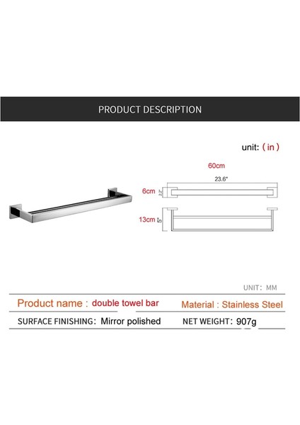 sanlindou Paslanmaz Çelik Krom Banyo Aksesuarı Havlu Askısı - Gümüş (Yurt Dışından)