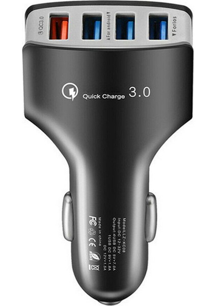 4 USB Portları Qc3.0 Hızlı Şarj Araç Araç Cep Telefonu Şarj Güç Adaptörü (Yurt Dışından)