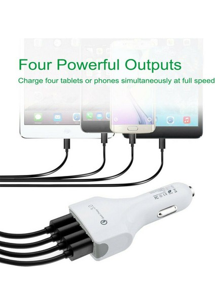 4 USB Portları Qc3.0 Hızlı Şarj Araç Araç Cep Telefonu Şarj Güç Adaptörü (Yurt Dışından) fırsatları