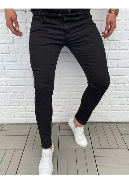 Erkek Italyan Kesim Dar Paça Denim Kot Pantolon