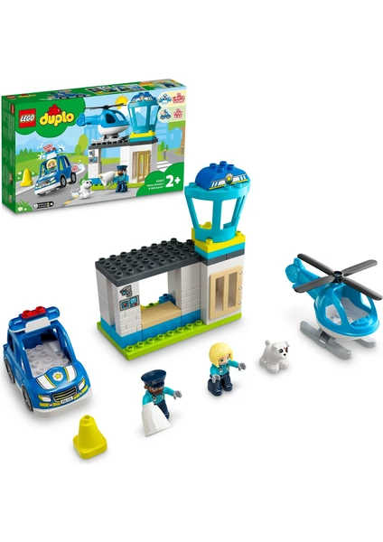 LEGO® DUPLO® Kurtarma Polis Merkezi ve Helikopter 10959 - 2 Yaş ve Üzeri Için Polis Arabası ve Helikopter Içeren Oyuncak Yapım Seti (40 Parça)