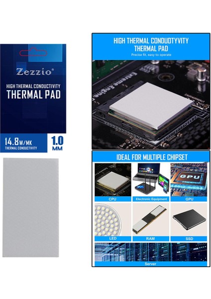 F Fityle Termal Pad Gres Pad 14.8 W / Mk Cpu Laptop Için Soğutucu Olmayan Iletken Isı Direnci Bellek SSD Oyun Ekipmanları Verimli Soğutucu - 85X45X1.0MM (Yurt Dışından)