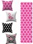 Pembe Siyah Geometrik Flamingo Desenli 4'lü Kırlent Kılıfı 1 Runner Seti 4KMBS021-RS 1