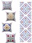 Kırmızı Mavi Modern Etnik Karo Desenli 4'lü Kırlent Kılıfı 1 Runner Seti 4KMBS99-RS-04 1