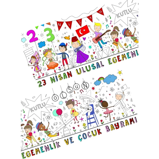 Proll 23 Nisan Ulusal Egemenlik ve Çocuk Bayramı - Dev Boyama Kağıdı