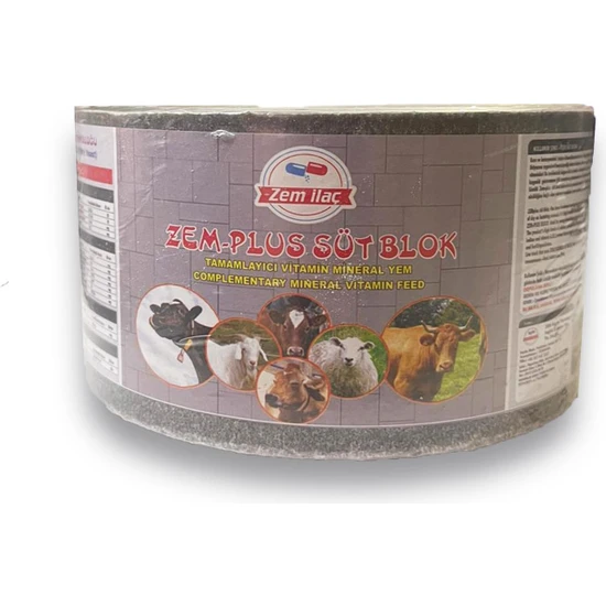 Zem Plus Süt Blok Çiftlik Hayvanları Vitamin Mineral Yem Katkısı 8li 3 kg