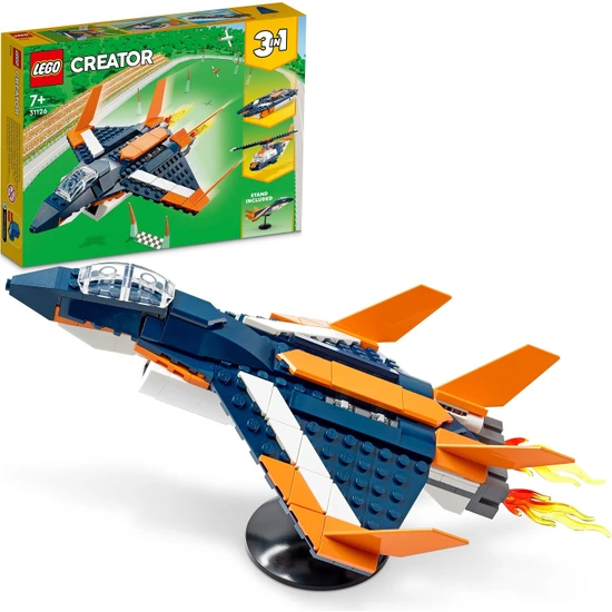 LEGO® Creator 3#ü 1 Arada Süpersonik Jet 31126 - 7 Yaş ve Üzeri Çocuklar Için Jet Uçağı; Helikopter ve Sürat Teknesi Içeren Oyuncak Yapım Seti (215 Parça)